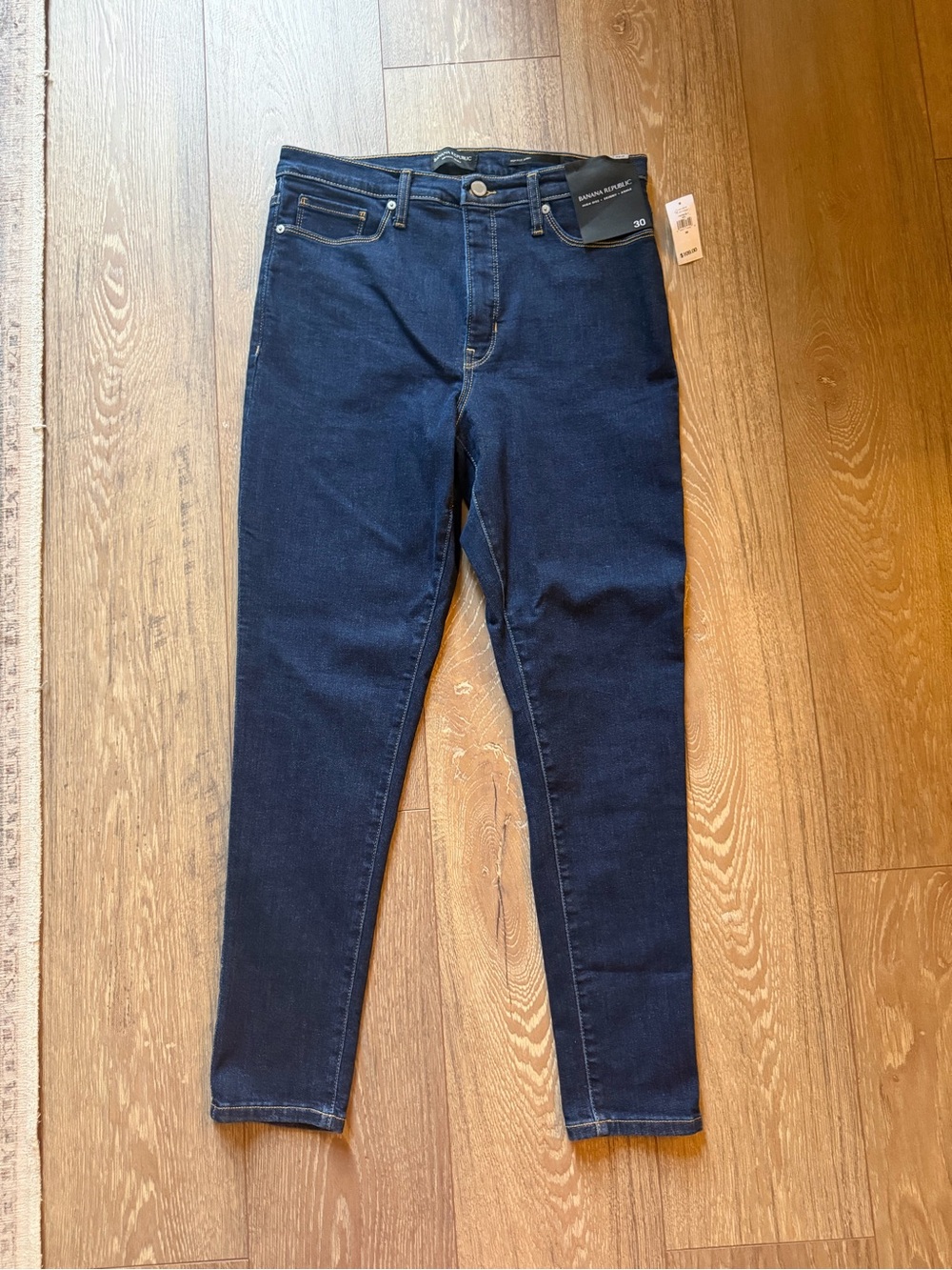 NWT Banana Republic Premium Denim High Rise Skinny Ankle Jeans Dark Wash Size 30